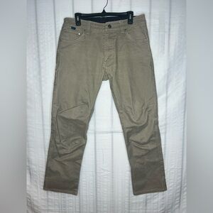 Kuhl Free Rydr Pants Mens 34x29 Vintage Patina Dye Dark Tan Khaki Heavy Canvas